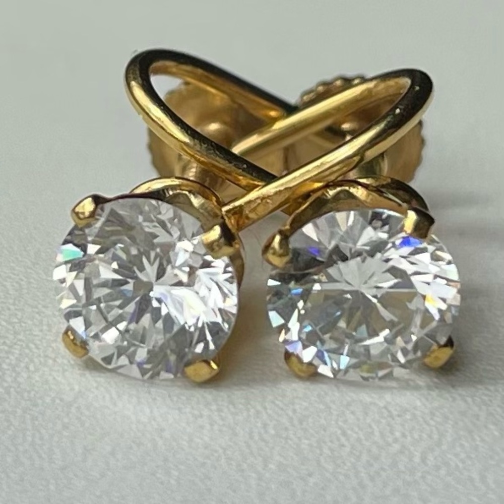 VINTAGE 14K GOLD CUBIC ZIRCONIA EARRINGS